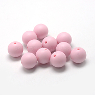 Food Grade Eco-Friendly Silicone Beads, Chewing Beads For Teethers, DIY Nursing Necklaces Making, Round, Pink, 12mm, Hole: 2mm(X-SIL-R008B-58)