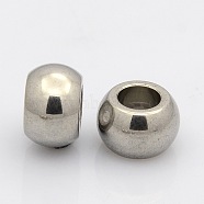 Rondelle 304 Stainless Steel Beads, Stainless Steel Color, 12mm, Hole: 6mm(STAS-N020-01-12mm)