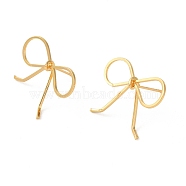 Brass Stud Earrings for Women, Bowknot, Real 18K Gold Plated, 19.5x26.5mm(EJEW-F334-03G-01)