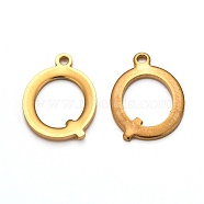 Ion Plating(IP) 304 Stainless Steel Alphabet Charms, Golden, Letter.Q, 12.5x9x1mm, Hole: 1mm(STAS-H122-Q-G)