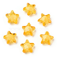 Transparent Acrylic Beads, Bead in Bead, Star, Gold, 12x11x8mm, Hole: 2mm, about 1200pcs/500g(TACR-S091-12mm-07)