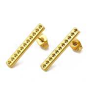 Ion Plating(IP) 304 Stainless Steel Stud Earring Findings, Rhinestone Settings, Rectangle, Real 18K Gold Plated, Fit for 1mm rhinestone, 22x3.5mm, Pin: 0.8mm(EJEW-I281-12G)