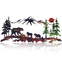 Forest Bear Iron Wall Art Decorations, for Home Living Room Bedroom Wall Decoration, Colorful, 300x175x1mm(AJEW-WH0413-17)