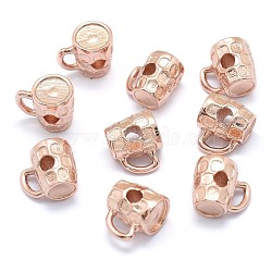 Brass Beads, Cadmium Free & Nickel Free & Lead Free, Cup, Real Rose Gold Plated, 9x10.5x7mm, Hole: 2.5mm(KK-J279-49RG-NR)