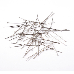 Brass Flat Head Pins, Cadmium Free & Nickel Free & Lead Free, Platinum, 50x0.75~0.8mm, 20 Gauge, Head: 2mm, about 5000pcs/1000g(HP5.0cmCY-NF)