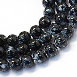 Baking Painted Glass Round Bead Strands, Black, 6.5mm, Hole: 1.5mm, about 145pcs/strand, 31.8 inch(X-DGLA-Q019-6mm-73)