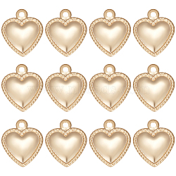 200Pcs 304 Stainless Steel Charms, Puffed Heart, Real 18K Gold Plated, 10x8x0.8mm, Hole: 1mm(STAS-BBC0002-70)
