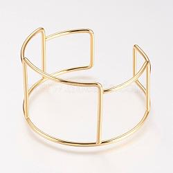 Brass Cuff Bangle, Real 18K Gold Plated, 2 inch(51mm)(BJEW-P168-C06)