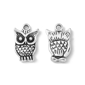 Zinc Tibetan Style Alloy Pendants, Halloween, Cadmium Free & Lead Free, Owl, Antique Silver Color, about 16mm long, 10mm wide, 3mm thick, hole: 1.5mm