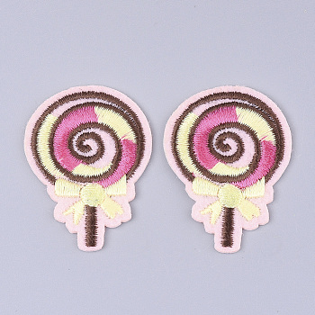 Computerized Embroidery Cloth Iron on/Sew on Patches, Appliques, Costume Accessories, Lollipop, Colorful, 45x31x1.5mm
