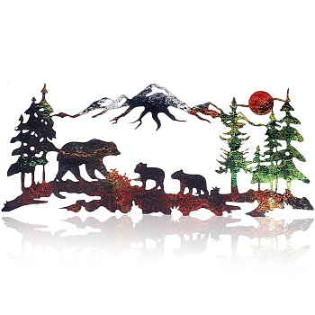 Forest Bear Iron Wall Art Decorations, for Home Living Room Bedroom Wall Decoration, Colorful, 300x175x1mm