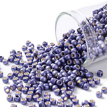 TOHO Round Seed Beads, Japanese Seed Beads, (PF567F) PermaFinish Purple Metallic Matte, 8/0, 3mm, Hole: 1mm, about 222pcs/bottle, 10g/bottle