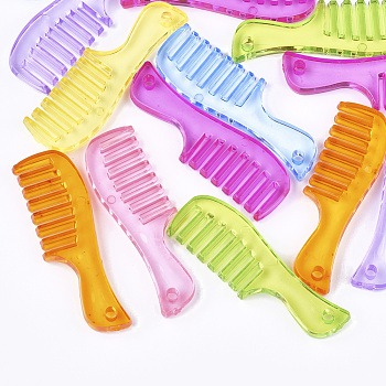 Comb, Mixed Color, 58x18.5x6mm, Hole: 3mm, about 136pcs/500g