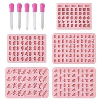 Food Grade Silicone Molds, Fondant Molds, For DIY Cake Decoration, Chocolate, Candy, UV Resin & Epoxy Resin Jewelry Making, Plastic Dropper, Pink