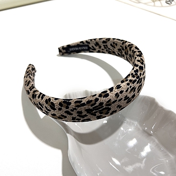 Cloth Hair Bands, Hair Bands, for Women Girls, Leopard Print, White, 160mm