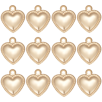 200Pcs 304 Stainless Steel Charms, Puffed Heart, Real 18K Gold Plated, 10x8x0.8mm, Hole: 1mm