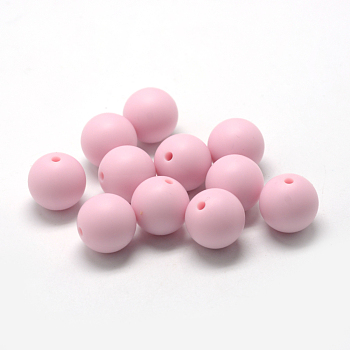 Food Grade Eco-Friendly Silicone Beads, Chewing Beads For Teethers, DIY Nursing Necklaces Making, Round, Pink, 12mm, Hole: 2mm