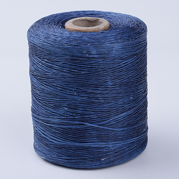 Eco-Friendly Waxed Polyester Cord, Blue, 1mm, about 109.36 yards(100m)/roll
