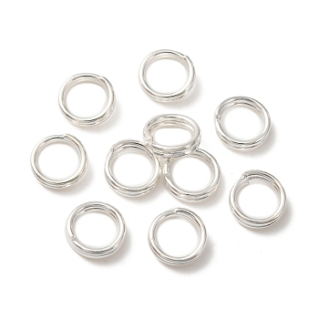 Brass Split Rings, Lead Free & Cadmium Free, Double Loops Jump Rings, 925 Sterling Silver Plated, 21 Gauge, 6x2mm, Inner Diameter: 4.5mm