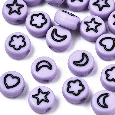 Lilac Flat Round Acrylic Beads