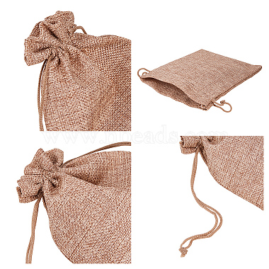 pochettes d'emballage en toile de jute (polyester) sacs à cordon(ABAG-BC0001-07B-18x13)-3