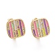 Colorful Enamel Stripe Rectangle Hoop Earrings with Cubic Zirconia(X-EJEW-I265-06G)-1