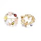 Flat Round with Butterfly Bee Flower Enamel Pin with Rhinestone(JEWB-N007-070)-2