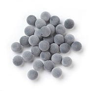 Flocky Acrylic Beads, Half Drilled, Round, Gray, 11.5~12mm, Hole: 1.6mm(X-OACR-I001-12mm-L01)