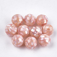 Resin Beads, with Pink Shell, Round, Pink, 12mm, Hole: 1mm(SSHEL-T007-12mm-03)