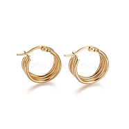 304 Stainless Steel Geometric Hoop Earrings, Hypoallergenic Earrings, Multi-Layer Earrings, Ring, Golden, 20x8.5mm, Pin: 1x0.6mm(STAS-D171-28G)