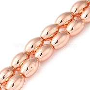 Electroplated Synthetic Magnetic Hematite Beads Strands, Oval, Rose Gold Plated, 13x8.5mm, Hole: 1mm, about 32pcs/strand, 16.14''(41cm)(G-Q1009-E02-01RG)