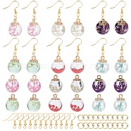 DIY Earring Making Kit, with 12Pcs 6 Color Glass Dried Flower Big Pendants, 12Pcs Brass Earring Hooks and 20Pcs Open Jump Rings Jump Rings, Mixed Color, Pendants: 21x16mm, Hole: 2mm, 2pcs/color(DIY-SC0017-11)