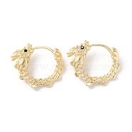 Brass Micro Pave Cubic Zirconia Hoop Earrings, Dragon, Real 18K Gold Plated, 16.5x5.5mm(EJEW-P259-22G)