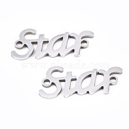 201 Stainless Steel Link Connectors, Laser Cut, Word Star, Stainless Steel Color, 9.5x22x1mm, Hole: 1.5mm(STAS-S110-103P)