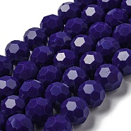 Opaque Glass Beads Stands, Faceted(32 Facets), Round, Marine Blue, 10mm, Hole: 1.8mm, about 66~68pcs/strand, 24.02''~24.13''(61~61.3cm)(EGLA-A035-P10mm-D09)