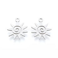 201 Stainless Steel Charms, Laser Cut Pendants, Sun, Stainless Steel Color, 15x13x1mm, Hole: 1.5mm(STAS-N090-LA995-1)