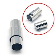 304 Stainless Steel Locking Tube Magnetic Clasps, Manual Polishing, Column, Stainless Steel Color, 18x7mm(STAS-E006-66)