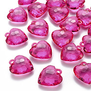 Transparent Acrylic Pendants, Faceted, Heart, Camellia, 31.5x29x12.5mm, Hole: 4mm(X-TACR-T024-03B-906)