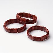 Synthetic Goldstone Beaded Stretch Bracelets, Faceted, Rectangle, 2 inch~2-1/4 inch(53~58mm)(BJEW-G490-13)