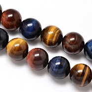 Natural Tiger Eye Beads Strands, Grade A, Round, 10mm, Hole: 1mm, about 40pcs/strand, 15.7 inch(X-G-F173-14-10mm)