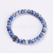 Natural Blue Spot Jasper Stretch Bracelets, with Alloy Bail Beads, 2-1/4 inch(56mm)(BJEW-JB03188-04)