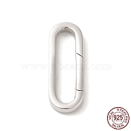 Rhodium Plated 925 Sterling Silver Spring Gate Rings, Oval, Real Platinum Plated, 21.5x8x2.5mm(FIND-Z008-02P)