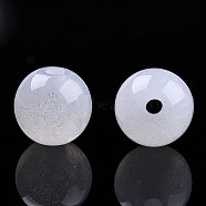 Round Imitation Cat Eye Resin Beads, with Glitter Powder, Creamy White, 8mm, Hole: 1.6~1.8mm(RESI-TAC0017-08F)