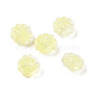Transparent Spray Painted Glass Beads, Sunflower, Yellow, 15x10mm, Hole: 1.2mm(GLAA-I050-06J)