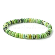 Natural Serpentine Jade Flat Round Beaded Stretch Bracelets, Inner Diameter: 2-1/4 inch(5.7cm)(BJEW-JB09439)