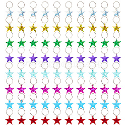 80Pcs 8 Colors Plastic Sequins Star Hair Braid Pendant, Glitter Hair Clips Dreadlock Braid Charms Accessories for Women and Girls, Mixed Color, 31.5mm, Hole: 12.5mm, 10pcs/color(KY-CP0001-02)