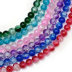 Baking Painted Transparent Crackle Glass Round Bead Strands, Mixed Color, 6.5mm, Hole: 1.5mm, about 145pcs/strand, 31.4 inch(DGLA-Q018-6mm-M)