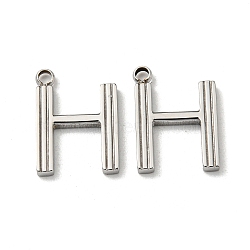 304 Stainless Steel Pendants, Letter Charms, Letter H, 14x10x1.5mm, Hole: 1.4mm(STAS-L022-022P-H)