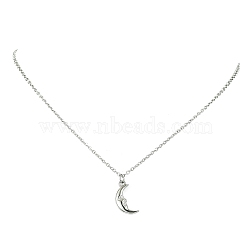 304 Stainless Steel Pendant Necklace for Women, Moon, 17.52 inch(44.5cm), pendant: 17x9mm(NJEW-JN04387-03)