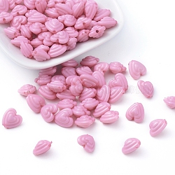 Opaque Acrylic Beads, Heart, Pink, 11x11x7mm, Hole: 1.5mm(X-SACR-R827-02)